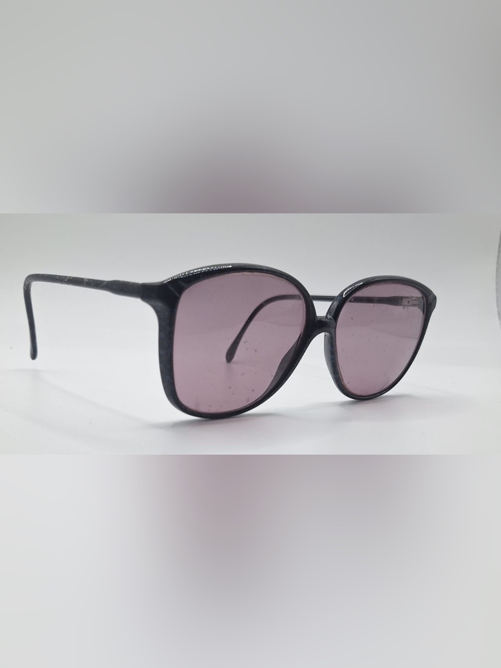 Vintage Luxottica Black Blue Oval Sunglasses Frames Only